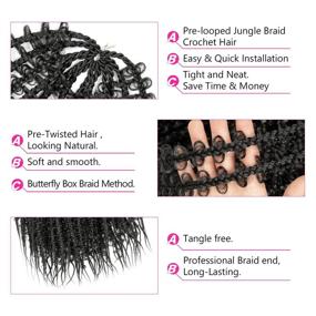 img 2 attached to 🦋 Re4U 6 Packs Jungle Box Braids Crochet Hair 24 Inch: Stunning Butterfly Box Braids for Black Women