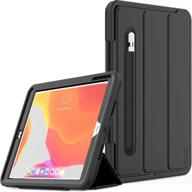 seymac ipad 7th/8th/9th generation case, ipad 10.2 inch case 2019/2020/2021, heavy duty shockproof 📱 protection folio stand case with smart cover and pencil holder for 10.2'' ipad 7/8/9 - black+black logo