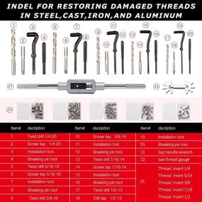 img 3 attached to 🔧 SAE HSS Helicoil Thread Repair Kit - AKM 243Pc, includes Adjustable Die Wrench, HSS Drill, and Thread Gauge; Sizes: 1/4", 5/16", 3/8", 7/16", 1/2