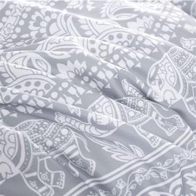 img 1 attached to 🌸 Wake In Cloud - Bohemian Comforter Set: Gray Boho Chic Mandala Indian Medallion Floral Design on White, Queen Size Soft Microfiber Bedding (3pcs)