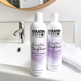 img 2 attached to 👜 Дуэт для путешествий Keratin Perfect Brightener - питательный шампунь и кондиционер - для всех типов волос - удлинение кератинового ухода - без сульфатов и хлорида натрия - 3,4 унции каждый - прозрачная формула