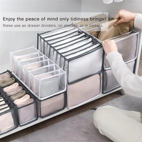 img 1 attached to 📦 2PCS Washable Closet Clothes Organizer | 7 Grids Foldable Visible Mesh Drawer Box for T-shirt, Leggings, Skirts, Jeans, Kids' Clothing (Gray Grid)