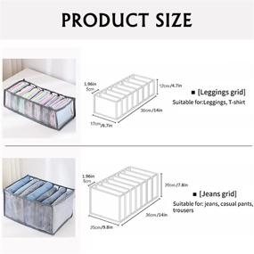 img 3 attached to 📦 2PCS Washable Closet Clothes Organizer | 7 Grids Foldable Visible Mesh Drawer Box for T-shirt, Leggings, Skirts, Jeans, Kids' Clothing (Gray Grid)