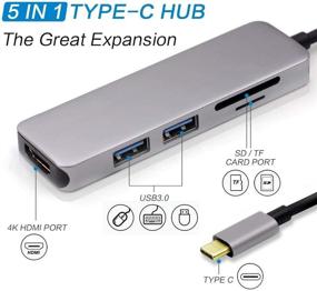 img 3 attached to 🔌 USB C Adapter for MacBook - 5 in 1 Type C Hub: 4K HDMI, 2 USB 3.0 Ports, SD/Micro SD Card Reader - Compatible with MacBook Pro/Air, iPad, Chromebook, & Other USB C Devices