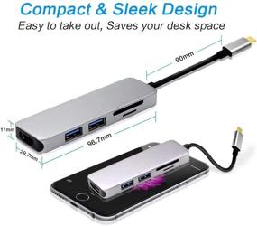 img 1 attached to 🔌 USB C Adapter for MacBook - 5 in 1 Type C Hub: 4K HDMI, 2 USB 3.0 Ports, SD/Micro SD Card Reader - Compatible with MacBook Pro/Air, iPad, Chromebook, & Other USB C Devices