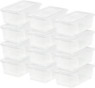 📦 iris usa 6 qt. clear plastic storage bin totes - 12 pack, stackable and nestable with latching lid, ideal for storing shoes, heels, crayons, pens, pencils, art supplies, and puzzles logo