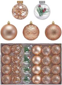 img 4 attached to 🎄 Set of 24 WBHome 2.36''/60mm Champagne Gold Shatterproof Christmas Ball Ornaments - Tree Decoration Set with Hooks Included