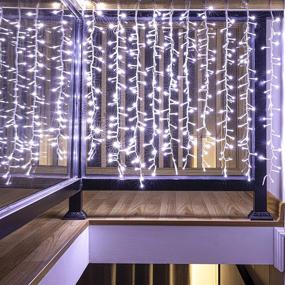 img 3 attached to White LED Icicle Cluster String Lights - AWQ 320LED 9.8ftx2.3ft, 8 Lighting Modes, Plug-in, Waterproof, Ideal for Christmas, Wedding, Party, Home Garden, Outdoor/Indoor Wall Decorations