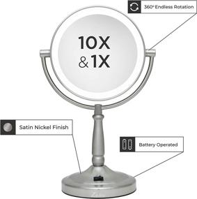 img 1 attached to 💄 Zadro Satin Nickel Dual-Sided Vanity Mirror with 10X/1X Magnification