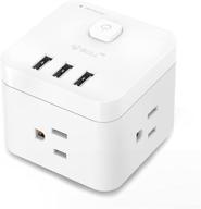 🔌 compact white power strip surge protector with 3 ac outlets and 3 usb charging ports for travel, home, office - etl listed, ul etl certified logo