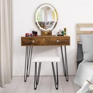 vivohome industrial vanity set with lighted mirror in 3 colors and acrylic makeup organizer, dressing table with cushioned stool in pu логотип