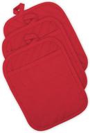 🔥 dii tango red quilted cotton pocket potholder set - heat resistant 7x9" - 3 piece logo