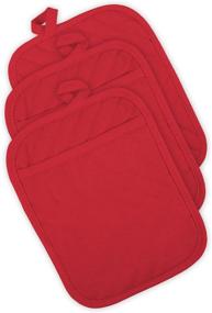 img 4 attached to 🔥 DII Tango Red Quilted Cotton Pocket Potholder Set - Heat Resistant 7x9" - 3 Piece