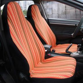 img 3 attached to 🧡 Copap 4pc Universal Orange Stripe Colorful Front Seat Cover Baja Bucket Set with Seat-Belt Pad Protection for Car, SUV &amp; Truck (2 Seat Covers+2 Seat Belt Covers)