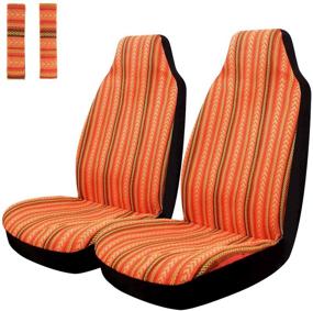 img 4 attached to 🧡 Copap 4pc Universal Orange Stripe Colorful Front Seat Cover Baja Bucket Set with Seat-Belt Pad Protection for Car, SUV &amp; Truck (2 Seat Covers+2 Seat Belt Covers)