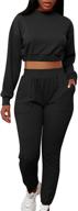 mizoci women's 2 piece workout tracksuit set with long sleeve crop top and jogger pants логотип