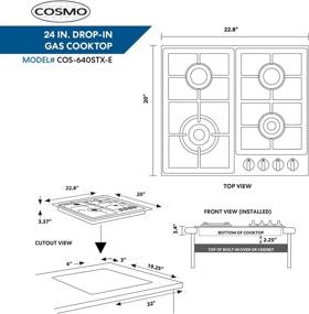 img 1 attached to 🔥 Cosmo 640STX-E 24-inch Gas Cooktop: 4 Sealed Burners, Counter-Top Stove with Cast Iron Grate, Stainless Steel Finish, Melt-Proof Metal Knobs