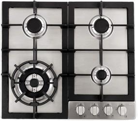 img 4 attached to 🔥 Cosmo 640STX-E 24-inch Gas Cooktop: 4 Sealed Burners, Counter-Top Stove with Cast Iron Grate, Stainless Steel Finish, Melt-Proof Metal Knobs