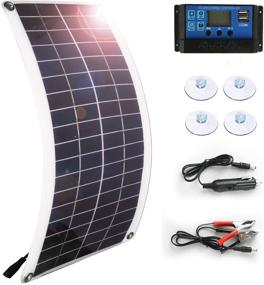 img 4 attached to 25W Bendable Solar Panel for Portable Car Battery Charging with 12V Cigarette Lighter Plug - Lightweight and Flexible Design