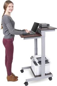 img 3 attached to 🖥️ Rolling Adjustable Height Two Tier Standing Desk Computer Workstation - Stand Up Desk Store (24" Wide, Silver Frame/Dark Walnut Top)