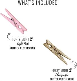 img 3 attached to 🌟 Just Artifacts 2-inch Glitter Craft Wooden Clothespins/Peg Pins (96pcs, Champagne & Light Pink) for enhanced SEO