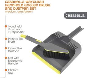 img 3 attached to 🧹 Efficient Cleaning: Casabella Wayclean Handheld Angled Dustpan and Brush Set - Medium Size, Gray, 1-Pack - Green and Taupe