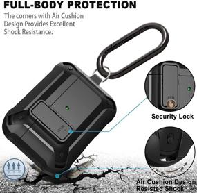 img 3 attached to 🔒 Усиленный чехол [Secure Lock] Armor для AirPods Pro - Непроницаемый чехол для AirPods Pro Fibuntun Shockproof: Стильный чехол для iPod Pro для беспроводных Air Pod Pro от Apple для мужчин и женщин - черный