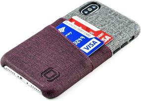 img 3 attached to Dockem Luxe IPhone X/XS Wallet Case: Slim Minimalist Case W/ 2 Credit Card Holder Slots: UltraGrip Canvas Style Synthetic Leather (Maroon And Grey)