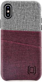 img 2 attached to Dockem Luxe IPhone X/XS Wallet Case: Slim Minimalist Case W/ 2 Credit Card Holder Slots: UltraGrip Canvas Style Synthetic Leather (Maroon And Grey)