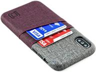 dockem luxe iphone x/xs wallet case: slim minimalist case w/ 2 credit card holder slots: ultragrip canvas style synthetic leather (maroon and grey) logo