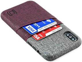 img 4 attached to Dockem Luxe IPhone X/XS Wallet Case: Slim Minimalist Case W/ 2 Credit Card Holder Slots: UltraGrip Canvas Style Synthetic Leather (Maroon And Grey)