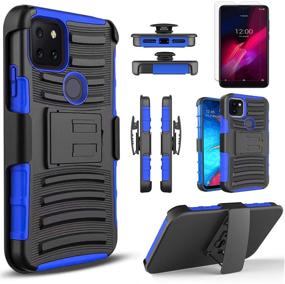 img 4 attached to 📱 Circlemalls - T-Mobile Revvl 5G Phone Case with Tempered Glass Screen Protector - Blue