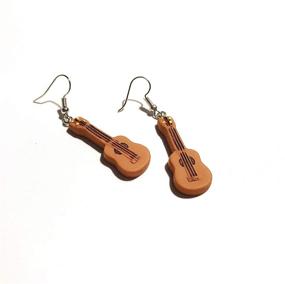 img 2 attached to 🎸 Unique Wine Red Resin Guitar Earrings for Women: Stylish Musical Instrument Dangle Drop Jewelry