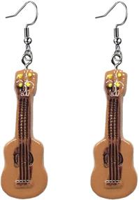 img 4 attached to 🎸 Unique Wine Red Resin Guitar Earrings for Women: Stylish Musical Instrument Dangle Drop Jewelry