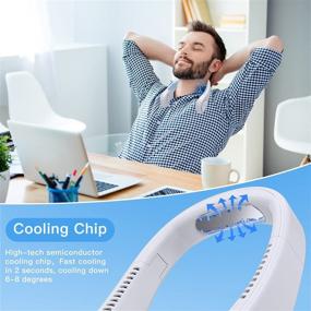 img 3 attached to 😎 Moocii Personal Neck Fan Air Conditioner - Rechargeable Hands-Free Cooling Necklace Fan with 3 Speeds, 20 Air Outlets, and High-Tech Semiconductor Quick Cooling Chip