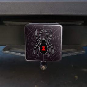 img 1 attached to 🕷️ Enhance Your Trailer with the Striking Black Widow Spider on Web Tow Hitch Cover Plug Insert 2