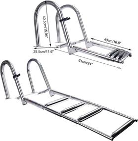 img 2 attached to 🚤 Amarine Made Premium Stainless Folding Pontoon Boat Ladder - 4 Step Removable Rear Entry with Extra Wide Steps