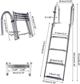 img 3 attached to 🚤 Amarine Made Premium Stainless Folding Pontoon Boat Ladder - 4 Step Removable Rear Entry with Extra Wide Steps