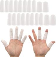 🧤 gel finger support protector gloves with silicone fingertips - 20pcs white gel finger cots/covers for cracked hands, eczema skin - available in different sizes логотип