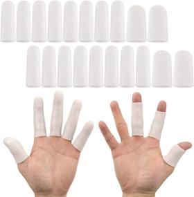 img 4 attached to 🧤 Gel Finger Support Protector Gloves with Silicone Fingertips - 20pcs White Gel Finger Cots/Covers for Cracked Hands, Eczema Skin - Available in Different Sizes