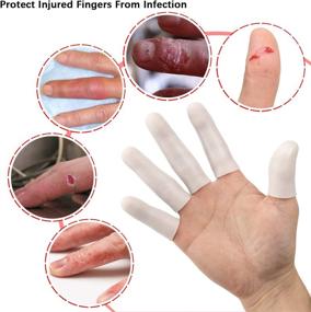 img 1 attached to 🧤 Gel Finger Support Protector Gloves with Silicone Fingertips - 20pcs White Gel Finger Cots/Covers for Cracked Hands, Eczema Skin - Available in Different Sizes