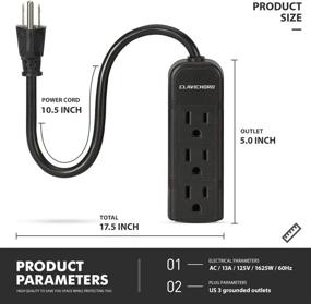 img 3 attached to 🔌 Premium Power Strip with Flat Plug: 3 Ground Outlets, 7-inch Braided Extension Cord - Ideal for Computer, iPhone, Home, Office