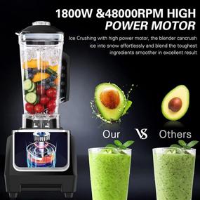 img 3 attached to Skanwen Upgrade Blender 1800W: Smart presets, One-Key Operation, Timer, Self-Cleaning - Perfect for Smoothies, Frozen Fruit, Ice Crushing, Shakes & More - 68 oz Container (Black)