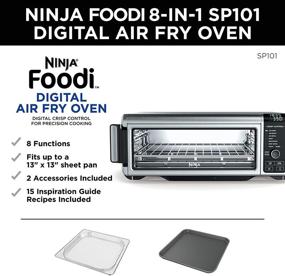 img 3 attached to Ninja SP101 Digital Air Fry Countertop Oven – 8-in-1 Function, Flip Up & Away for Storage Space, Air Fry Basket, Wire Rack & Crumb Tray Included (Silver)