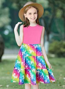 img 2 attached to 🦄 Captivating Rainbow Unicorn Sundress for Girls: Sleeveless & Colorful Girls' Clothing