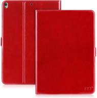 fyy handmade genuine leather case for 2019 ipad air 3 10.5/2017 ipad pro 10.5 - wine red with kickstand function logo