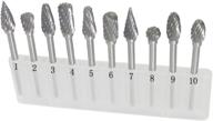 🔪 10pcs double cut 1/8in shank tungsten carbide rotary burr set for dremel - carving experts logo