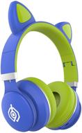 🐱 tititek cat ear headphones: wireless stereo headset with mic, foldable & flashing led light - perfect for girls' online learning (blue-green) logo