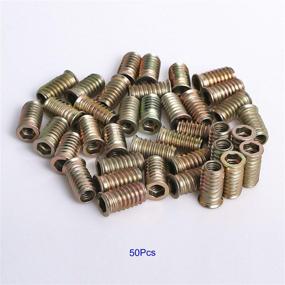 img 1 attached to 🔩 Aopin Hex Drive Threaded Inserts Nut Fastener Connector for Wood Furniture, Male Female Thread, 5/16-18 x 25mm, Pack of 50