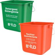 byld - sanitizing and detergent commercial cleaning bucket - 3 quart cleaning pail - red and green (set of 2) logo